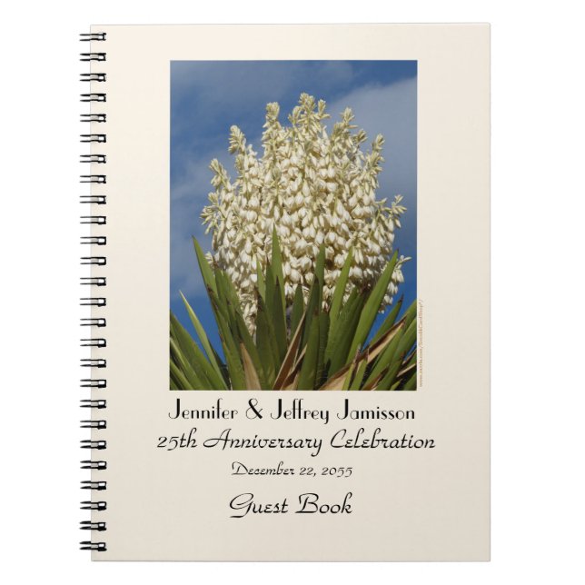 25th Anniversary Party Guest Book, Blooming Yucca Notebook (Front)