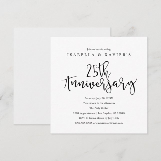 25th Anniversary | Party Invitation (Front/Back)