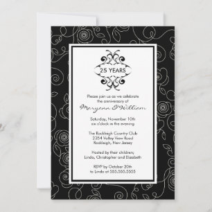 25th Anniversary Party Invitation Black & White