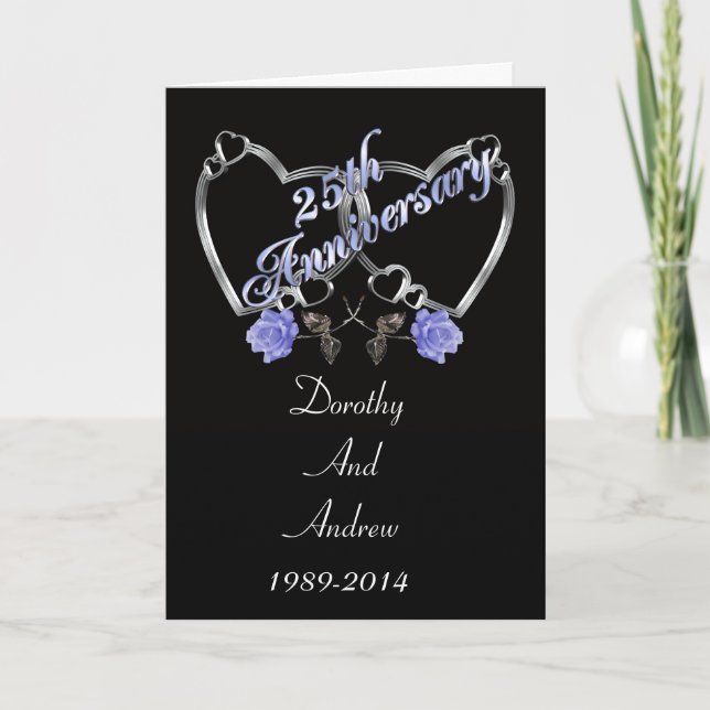 25th anniversary Party Invitation silver and black (Front)