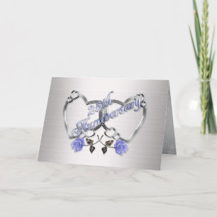 25th Anniversary party invitation silver hearts