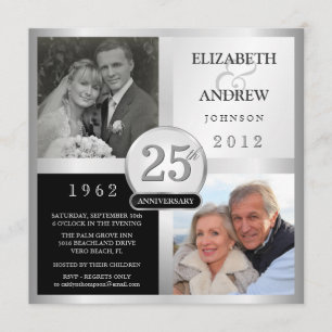 25th Anniversary Party Invitations - 2 Photos