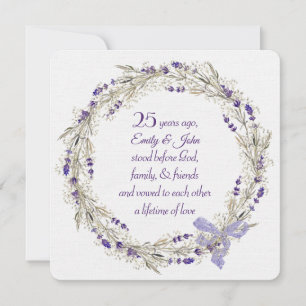 25th Anniversary Party Lavender Wreath Invitation