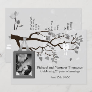25th Anniversary Party Lovebirds In Tree Invitation