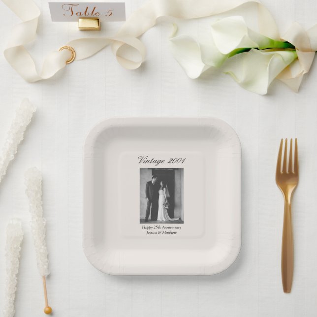 25th Anniversary Party Supplies Wedding Photo Paper Plate (Wedding)