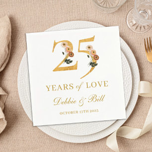 25th Anniversary Party Wildflower 40 Years of Love Napkin
