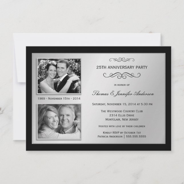 25th Anniversary Past & Present Photo Invitations (Front)