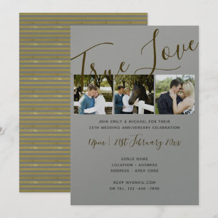 25th Anniversary PHOTO Collage SILVER Wed Invites