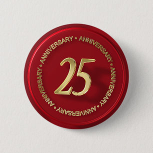 25th anniversary red wax seal 6 cm round badge