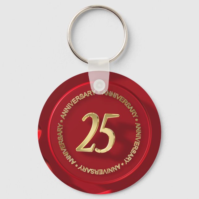 25th anniversary red wax seal key ring (Front)