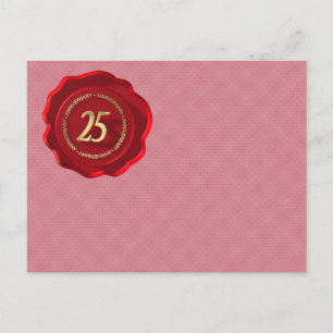 25th anniversary red wax seal postcard