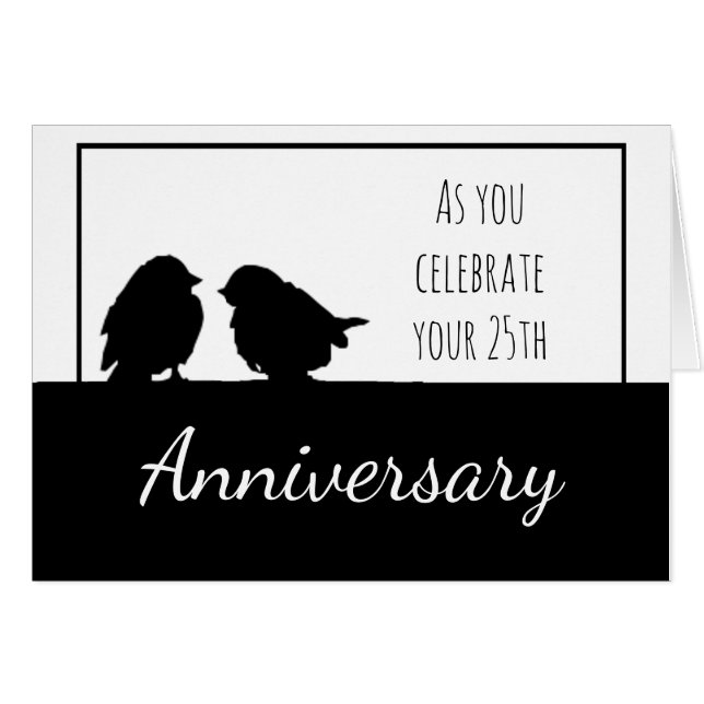25th Anniversary Romantic Cute Birds Couple (Front Horizontal)