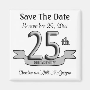 25th Anniversary Save The Date Party Favours Magnet