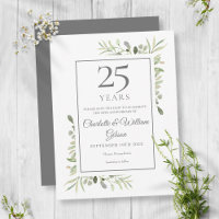 25th Anniversary Save the Date Watercolour Leaves