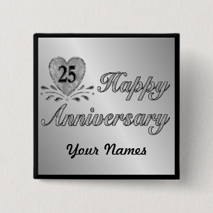 25th Anniversary - Silver 15 Cm Square Badge