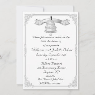 25th Anniversary Silver Cake Invitation