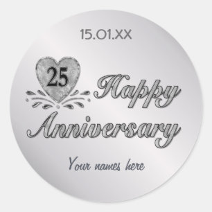 25th Anniversary - Silver Classic Round Sticker
