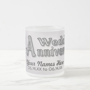 25th Anniversary - Silver - Customise Frosted Glass Coffee Mug