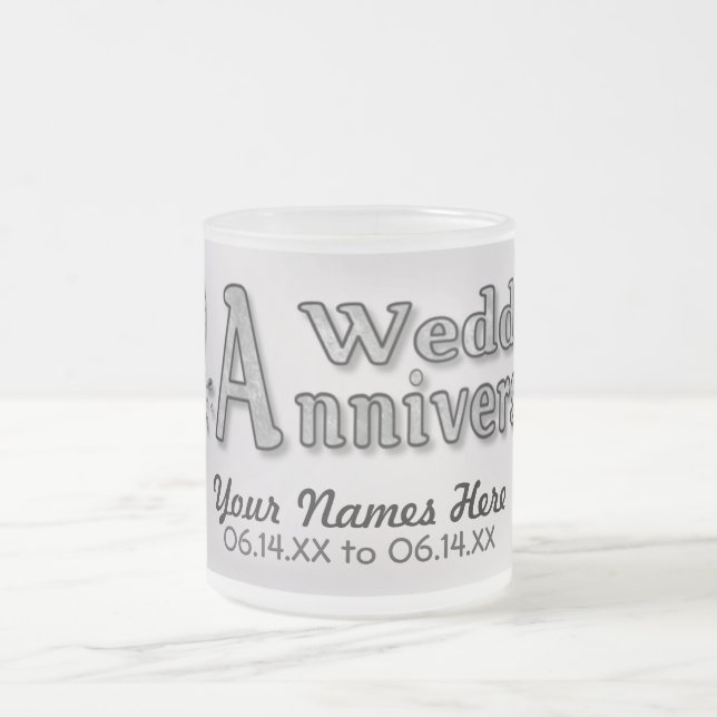 25th Anniversary - Silver - Customise Frosted Glass Coffee Mug (Center)