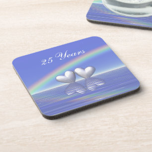 25th Anniversary Silver Hearts Coaster