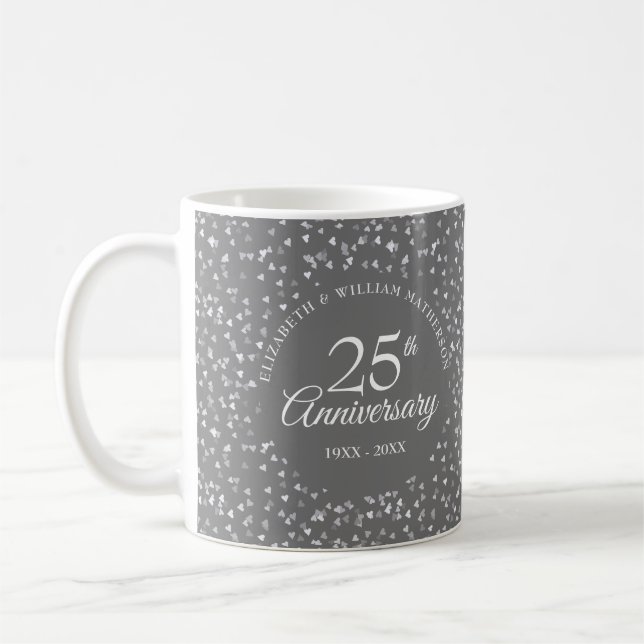 25th Anniversary Silver Hearts Coffee Mug (Left)