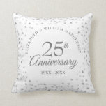 25th Anniversary Silver Hearts Cushion<br><div class="desc">Designed to coordinate with our 25th Anniversary Silver Hearts collection. Featuring delicate silver hearts. Personalise with your special twenty-five years silver anniversary information in chic silver lettering. Designed by Thisisnotme©</div>