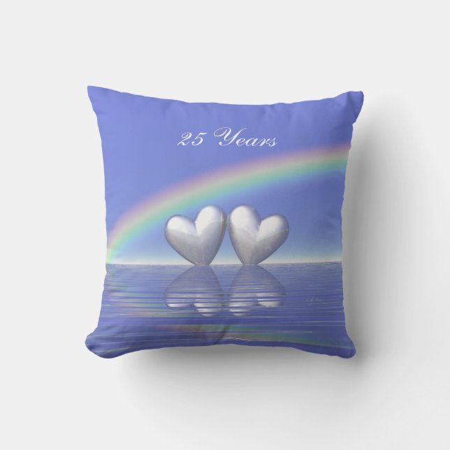 25th Anniversary Silver Hearts Cushion (Front)