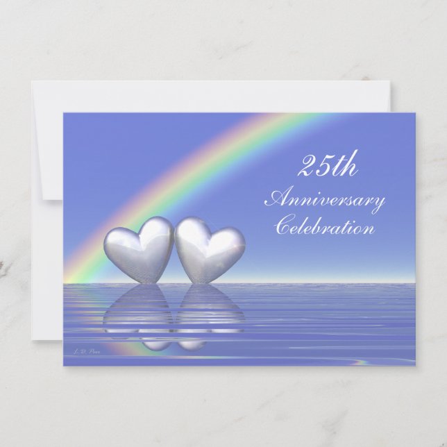 25th Anniversary Silver Hearts Invitation (Front)