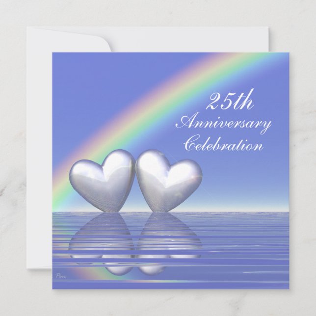 25th Anniversary Silver Hearts Invitation (Front)