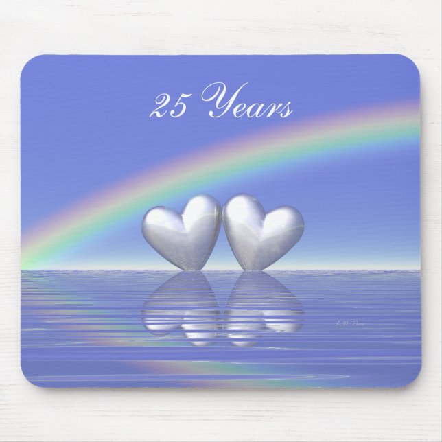 25th Anniversary Silver Hearts Mouse Mat (Front)
