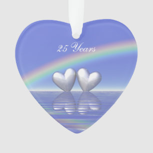 25th Anniversary Silver Hearts Ornament