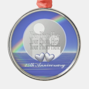 25th Anniversary Silver Hearts (photo frame) Metal Tree Decoration