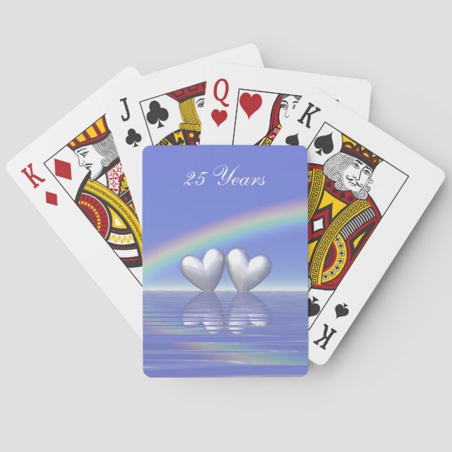 25th Anniversary Silver Hearts Playing Cards (Back)
