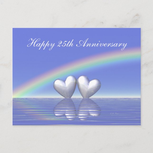 25th Anniversary Silver Hearts Postcard (Front)