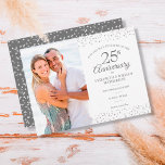 25th Anniversary Silver Hearts Save the Date Photo Announcement Postcard<br><div class="desc">Featuring delicate silver love hearts confetti. Personalize with your special photo and twenty-five years silver anniversary save the date information in chic lettering. Designed by Thisisnotme©</div>
