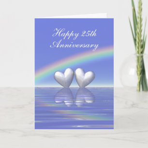 25th Anniversary Silver Hearts (Tall) Card