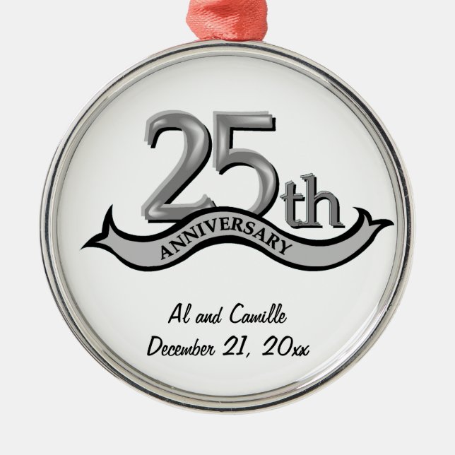 25th Anniversary Silver Keepsake Ornament (Front)