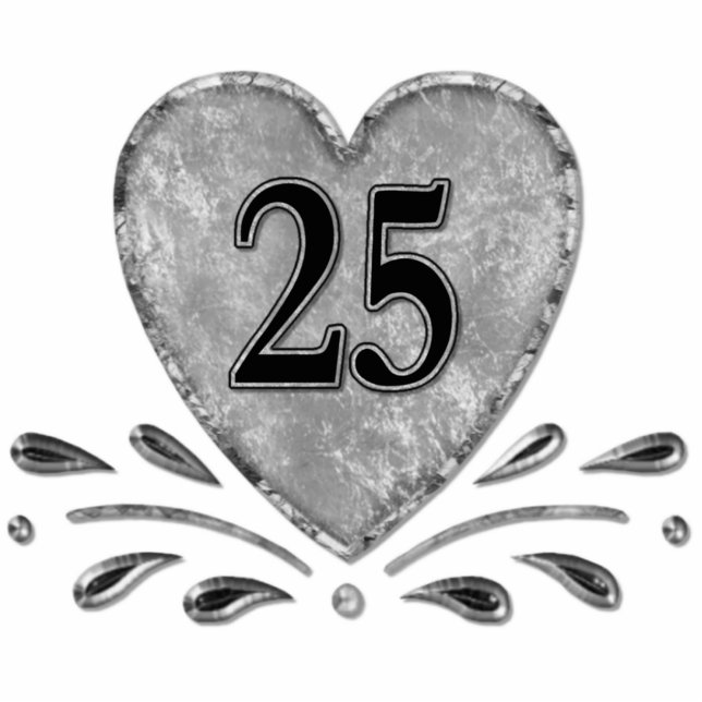 25th Anniversary - Silver Keychain Photo Sculpture Key Ring (Front)