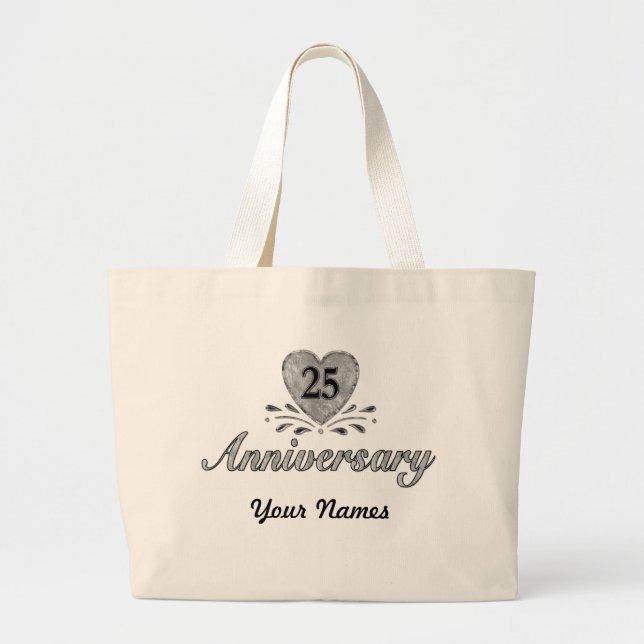 25th Anniversary - Silver Large Tote Bag (Front)