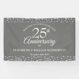 25th Anniversary Silver Love Hearts Welcome Banner