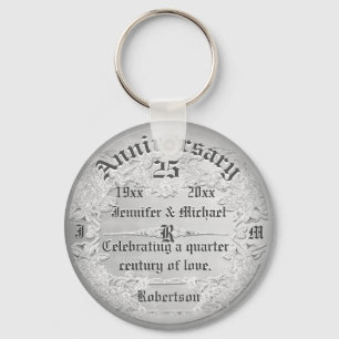 25th Anniversary Silver Monogram Key Ring