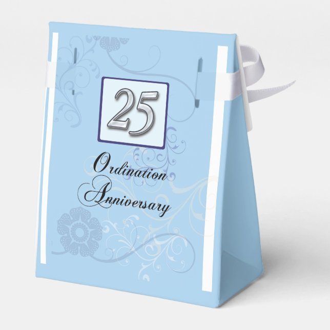 25th Anniversary Silver Number on Blue Favour Box (Back Side)