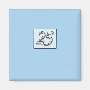25th Anniversary Silver Number on Blue Magnet