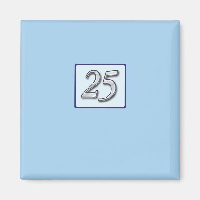 25th Anniversary Silver Number on Blue Magnet (Front)