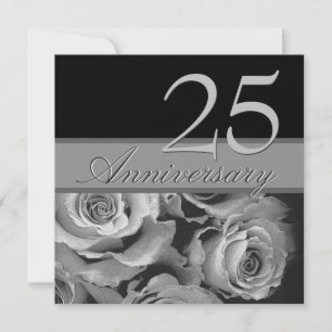 25th Anniversary Silver Roses Metallic Template
