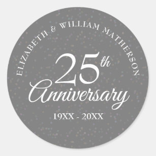 25th Anniversary Silver Stardust Classic Round Sticker