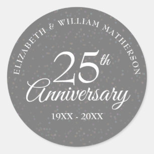25th Anniversary Silver Stardust Classic Round Sticker