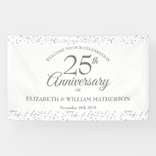 25th Anniversary Silver Stardust Confetti Welcome Banner