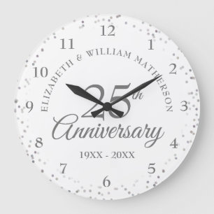 25th Anniversary Silver Stardust Large Clock