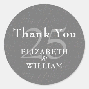 25th Anniversary Silver Stardust Thank You Classic Round Sticker